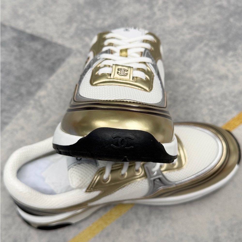 Chanel Women’s White & Gold Athletic Sneaker - Picture 6 of 10
